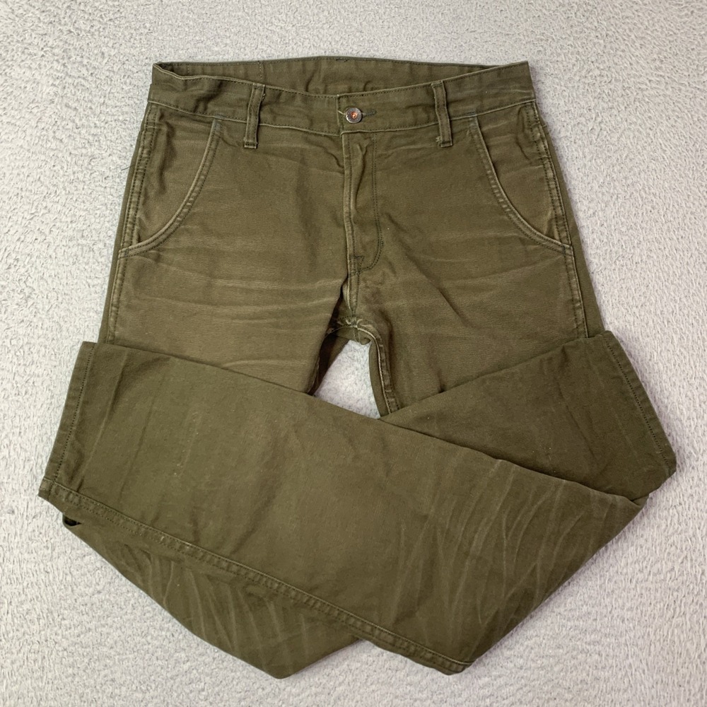 Railcar Fine Goods Men's Jeans in Olive Green Size 31 Duck Canvas Rare Hand Sewn